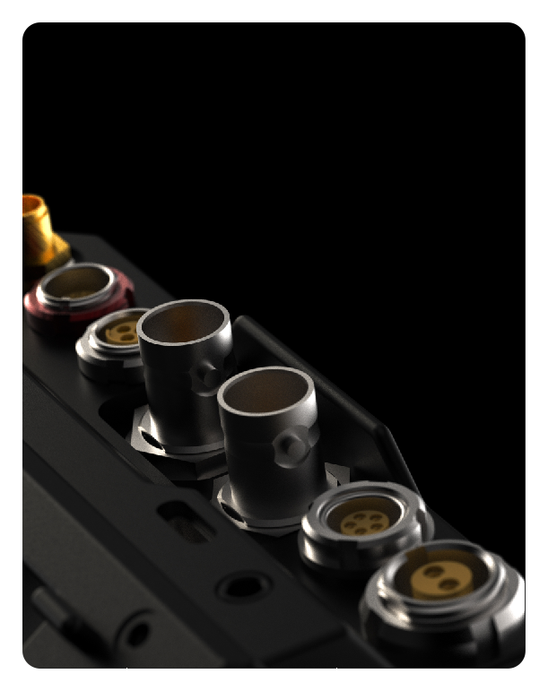 close up of the kinefinity mavo s35 mark 2 showing the interface connections